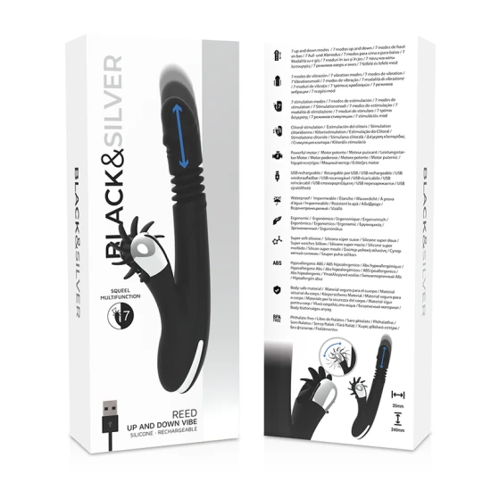 Jucărie Tip Vibrator Model Bunny Reed Up & Down Vibe, Negru & Argintiu