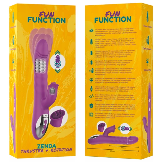 Vibrator Zenda Thruster Rotation - Funcții Multiple, Transparent, Mărime Unică