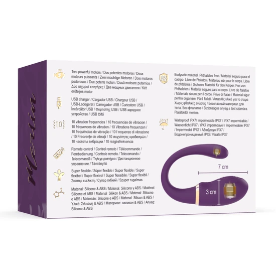 MERLIN - Vibrator dublu cu telecomandă, Negru