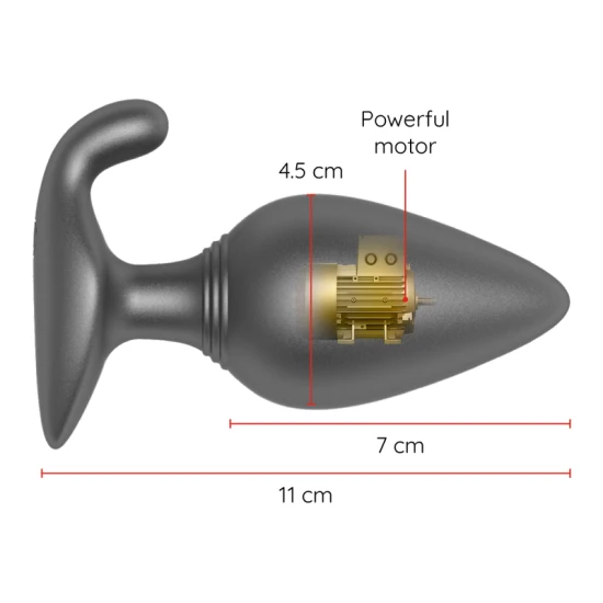 Plug vibrator anal RIO, Negru - Control prin aplicație gratuită