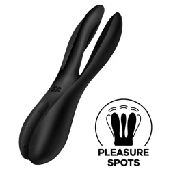 Vibrator Threesome 2 - Stimulare senzuală, Negru, Mărime Unică.
