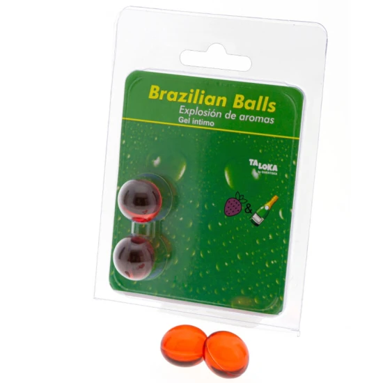 Set sexy Brazilian Balls - Aromă de Căpșuni și Șampanie, Transparent, Unică Mărime