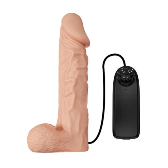 Ham Dildo - Vibrație, Culoarea Pielii, 24 cm