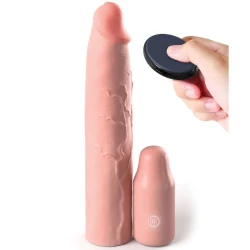 Extensie vibratoare detașabilă cu telecomandă, 22,86 cm + 7,62 cm, piele