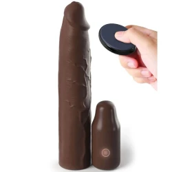 Mâneci extensie vibratoare detașabile cu telecomandă, 22,86 cm + 7,62 cm, maro