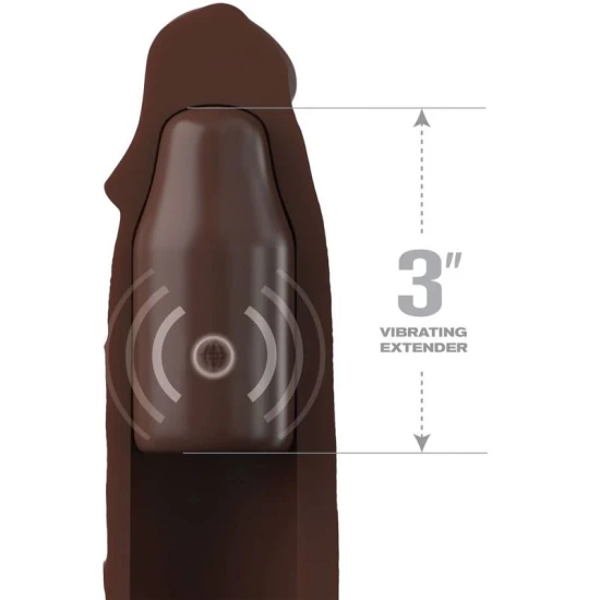 Mâneci extensie vibratoare detașabile cu telecomandă, 22,86 cm + 7,62 cm, maro