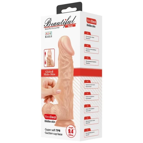 Dildo Buraq Flexible Realistic - Texturat, Culoarea Pielii, 24 cm