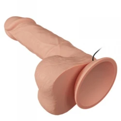Dildo Vibration Bahamut - 21.8 cm, Natural, Cu bază de vacuum.
