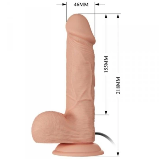 Dildo Vibration Bahamut - 21.8 cm, Natural, Cu bază de vacuum.