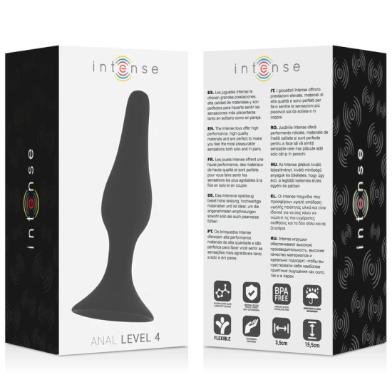 Plug anal Anal Level 4 - Silikon medical, Negru, 15.5 cm.