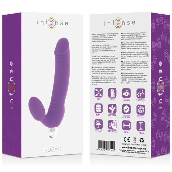 Dildo din silicon lila, 7 moduri vibrații, 17.5 cm