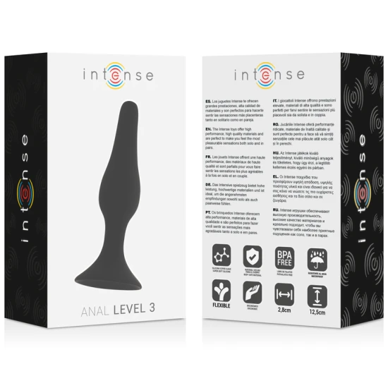 Plug anal Anal Level 3 - Silikon medical, Negru, 12.5 cm.