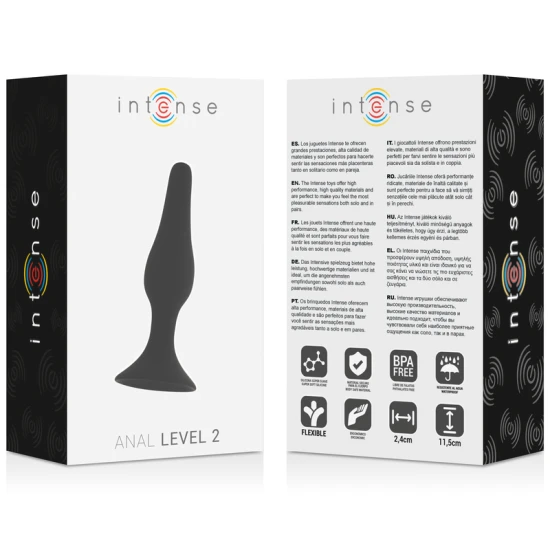 Plug anal Anal Level 2 - Silikon medical, Negru, 11.5 cm.