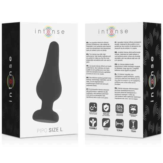 INTENSE - Plug anal Pipo, Negru, Silicon, 13 cm