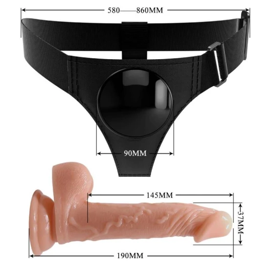 Ham strap-on cu dildo Kevin - 19 cm, Natural, Universal.
