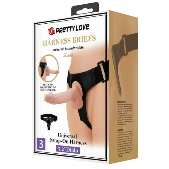 Ham strap-on cu dildo Kevin - 19 cm, Natural, Universal.