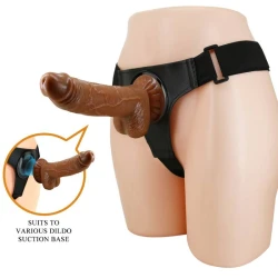 Ham strap-on cu dildo Michael - 20 cm, Negru, Universal.