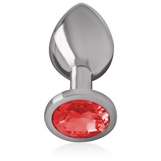 INTENSE - Plug anal din aluminiu, metal, cu cristal roșu, mărimea L