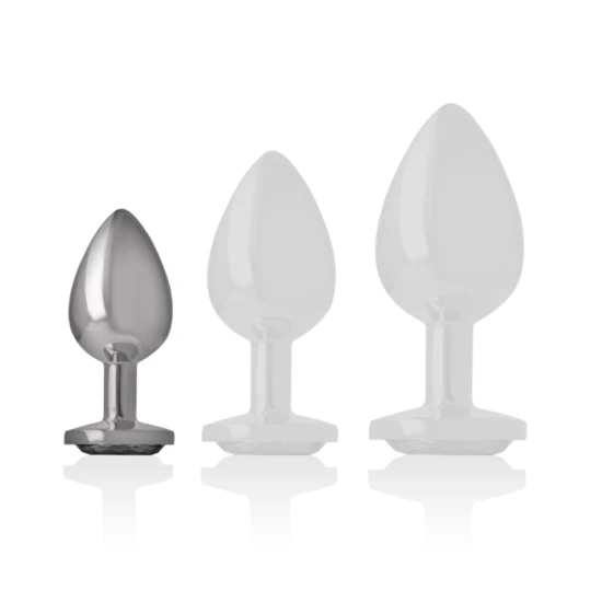 Plug anal cu cristal negru - Metal, Negru, Mărime S