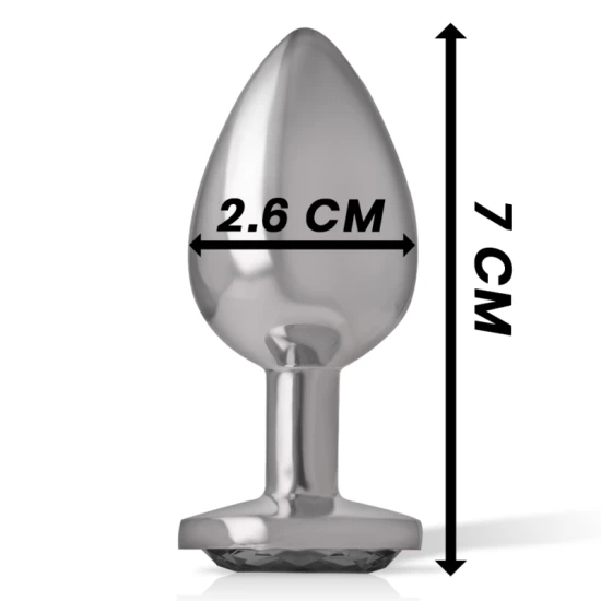 Plug anal cu cristal negru - Metal, Negru, Mărime S
