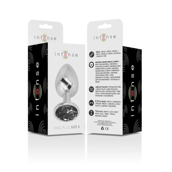 Plug anal cu cristal negru - Metal, Negru, Mărime S