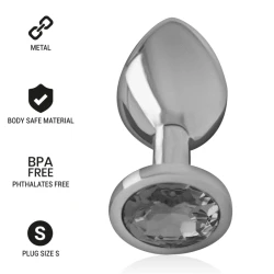 Plug anal cu cristal negru - Metal, Negru, Mărime S