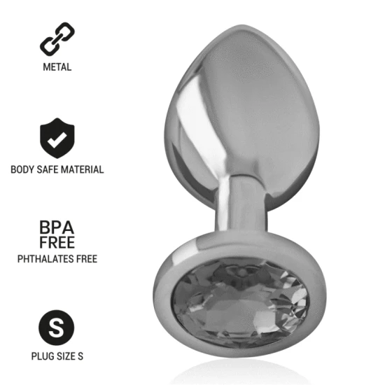 Plug anal cu cristal negru - Metal, Negru, Mărime S