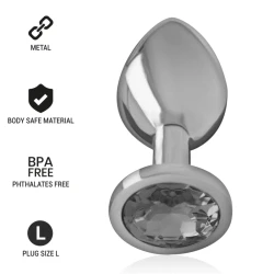Plug anal Diamond Jewel - Metal, Negru, Mărime L