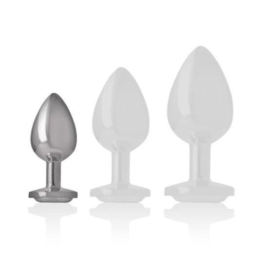 Plug anal - Cristal Argintiu, Argintiu, Mărime S