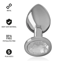 Plug anal - Cristal Argintiu, Argintiu, Mărime S
