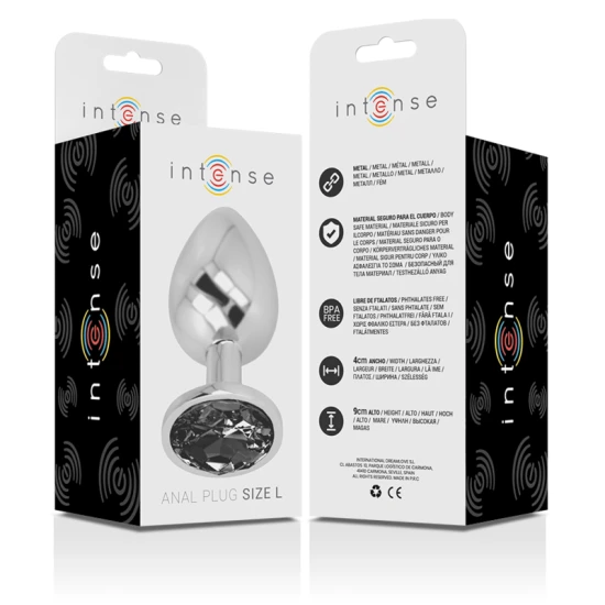 Plug anal Diamond Jewel - Metal, Negru, Mărime L