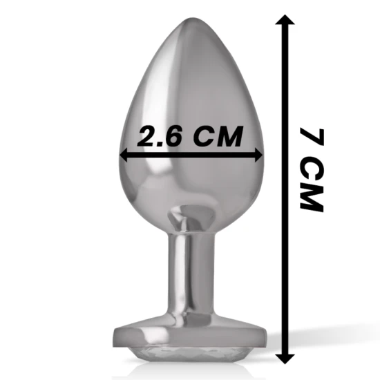 Plug anal - Cristal Argintiu, Argintiu, Mărime S