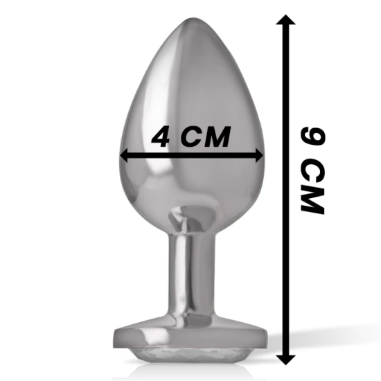 INTENSE - Plug Anal din Aluminiu, Metal, Argintiu, Cristal Argintiu, Mărimea L