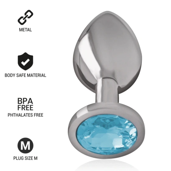 Plug anal Diamond Jewel - Detalii albastre, Mărime M