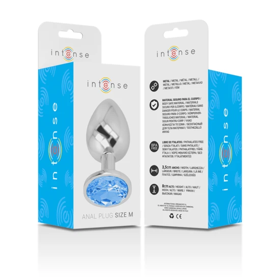 Plug anal Diamond Jewel - Detalii albastre, Mărime M