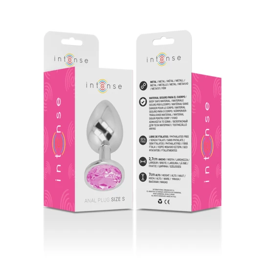 Plug Anal Intense - Cristal Roz, Metal, Mărime S