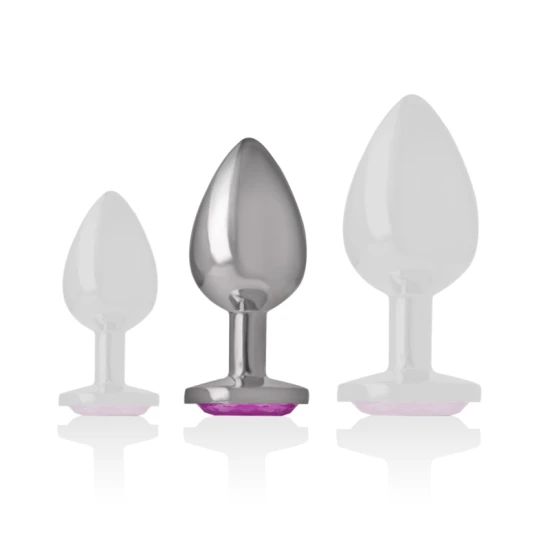 Plug anal cu cristal roz - Metal, Mărime M