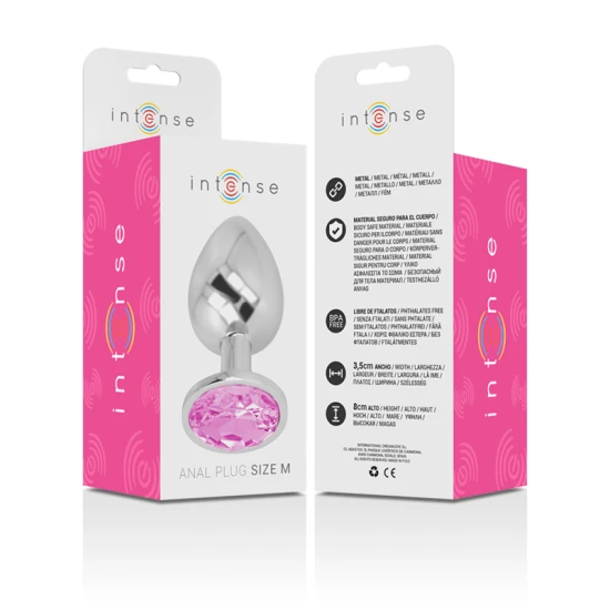 Plug anal cu cristal roz - Metal, Mărime M