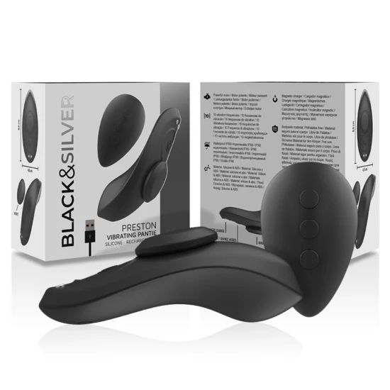 Vibrator siliconic reîncărcabil pentru chiloți, Negru & Argintiu