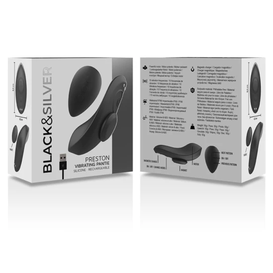Vibrator siliconic reîncărcabil pentru chiloți, Negru & Argintiu