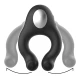 BLACK & SILVER - Inel vibrator din silicon, 3 motoare, reincarcabil, Negru