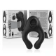 BLACK & SILVER - Inel vibrator din silicon, 3 motoare, reincarcabil, Negru