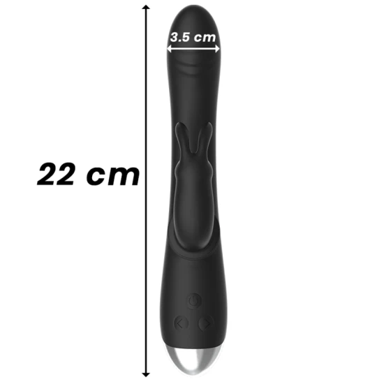 Iepure stimulator cu silicon, reîncărcabil, Negru/Argintiu