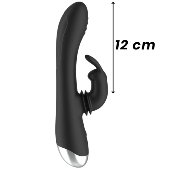 Iepure stimulator cu silicon, reîncărcabil, Negru/Argintiu