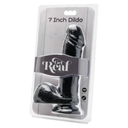DILDO REALIST - MODEL CU BILE, 18 CM, NEGRU
