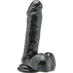 DILDO REALIST - MODEL CU BILE, 18 CM, NEGRU