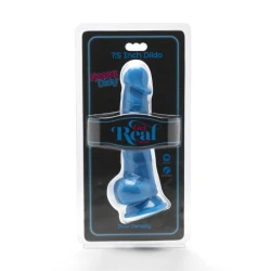 DILDO CU BILE, 19 CM, ALBASTRU