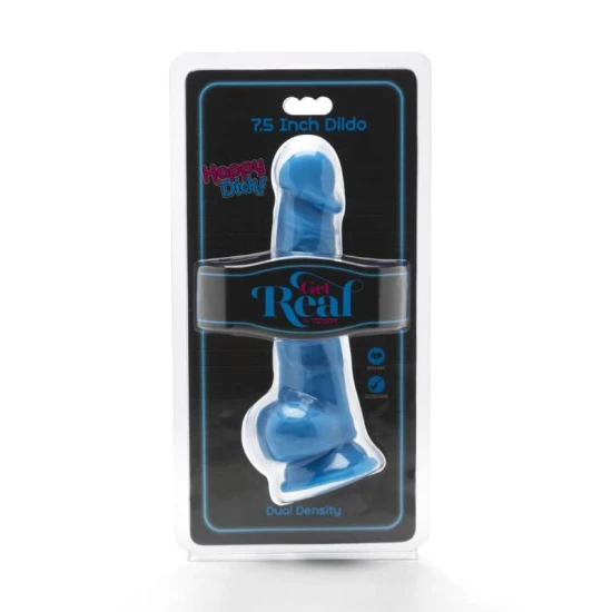 DILDO CU BILE, 19 CM, ALBASTRU