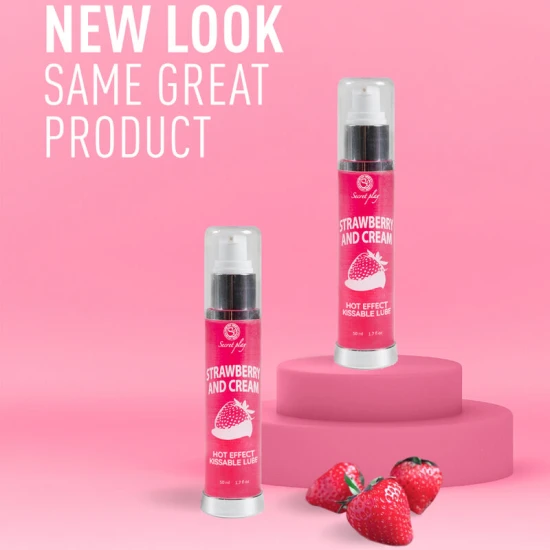 Lubrifiant 2-în-1, efect de căldură, Căpșuni & crem, 50 ml