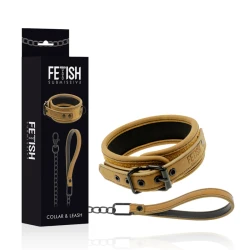 ORIGEN - Set cătușe tip fetish, cu colier din neopren, cu lanț